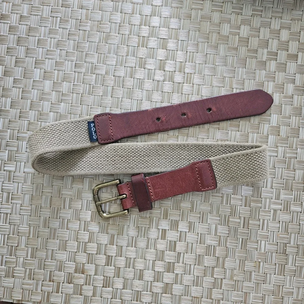 Polo Ralph Lauren Stretch Belt Kids Leather Belt Canvas Brown Golf 22/55